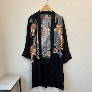 Black Robe with Tiger Design